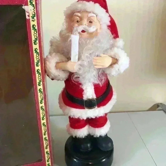 Motion 15”Plastic Santa Claus Musical Figurine Holding Candle Battery Operated - Picture 10 of 12